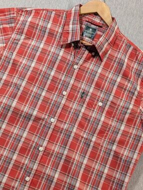 G.H. Bass & Co. Plaid Shirt Sleeve Shirt Men's Large  Red Grey Blue NWOT